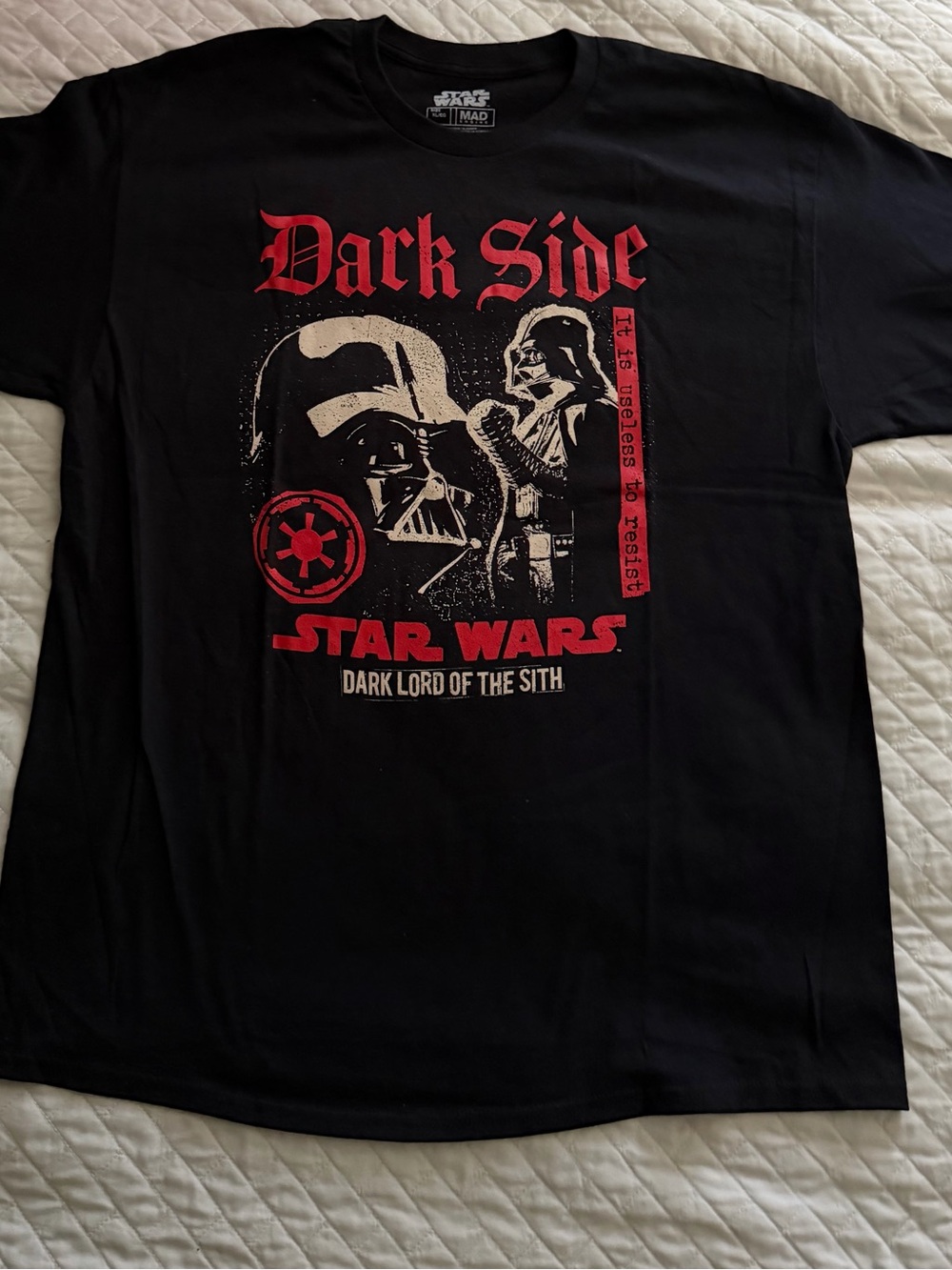 Star Wars Black Tee with Red & Cream Dark Side Graphic